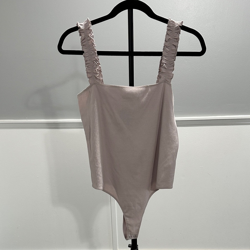 Ruffled Strap Bodysuit in Light Lavender